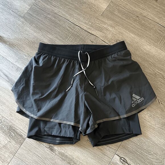 ADIDAS Women's AdiZero Two-in-One AeroREADY Running Shorts NWOT Black Size: XS - Picture 4 of 4